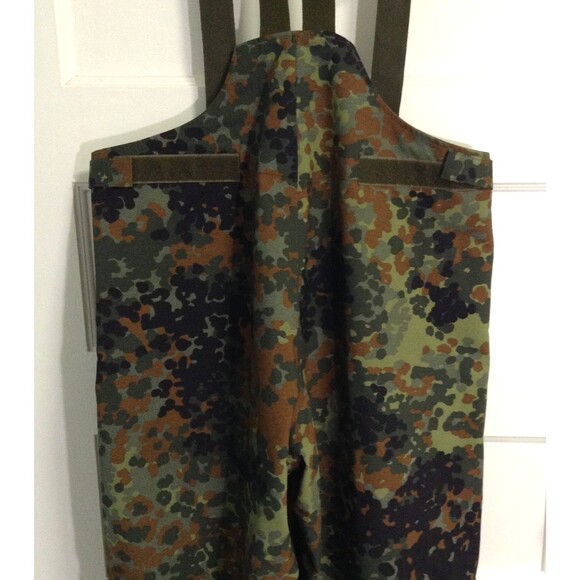 Vtg German Military Bib Pants Overalls Mn 48/50 Flecktarn Camo Canvas Combat 90s - Picture 8 of 10